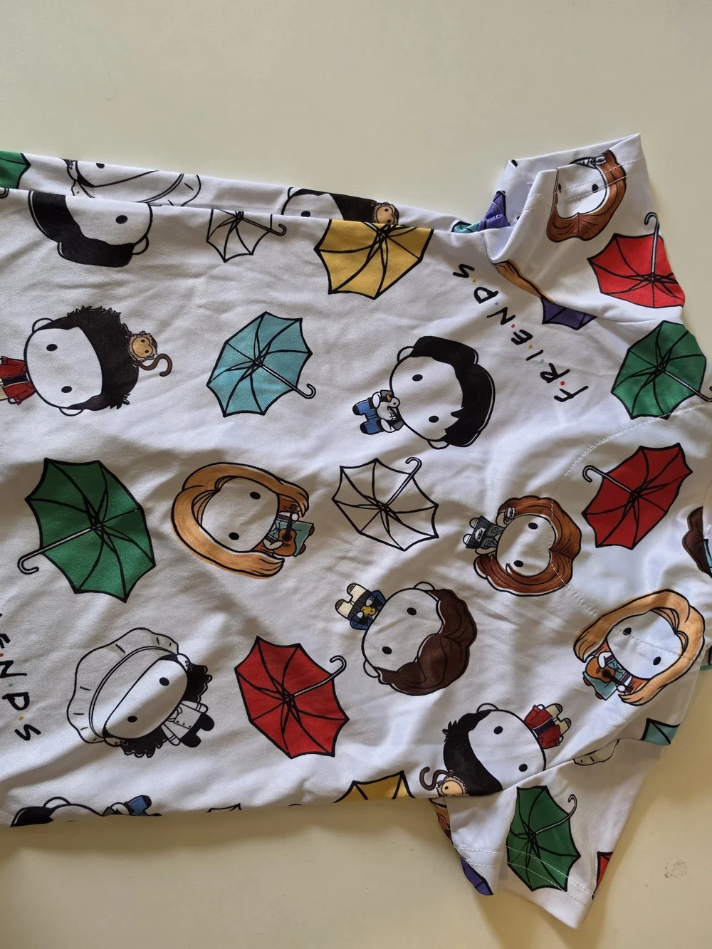 Children's Umbrella Print Pajama Set - White with Multicolor Umbrellas. XS (4/5)